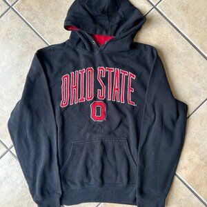 Ohio State Buckeyes Mens Black Pullover Hoodie Sweatshirt Scarlet & Gray Size L